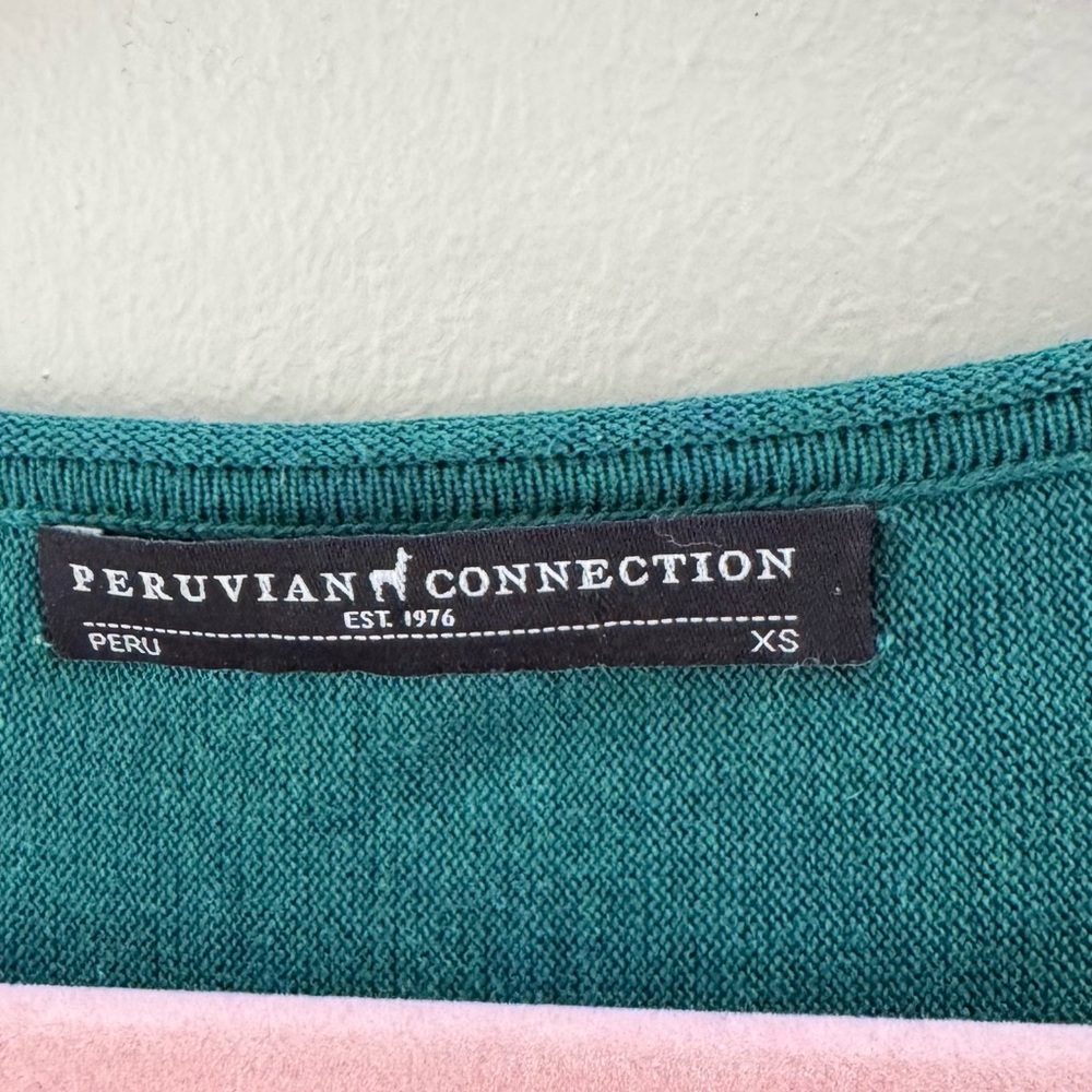 Peruvian Connection Teal Green Long Sleeve Pima Cotton Dress - Picture 5 of 8
